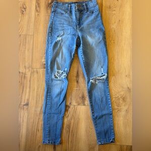 Fashion Nova Ripped Blue Skinny Jeans